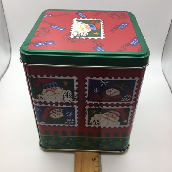 Santa's Workbench Square Canister Holiday Kitchen Decor Cookies Candy Jar 5.25" - Picture 10 of 11